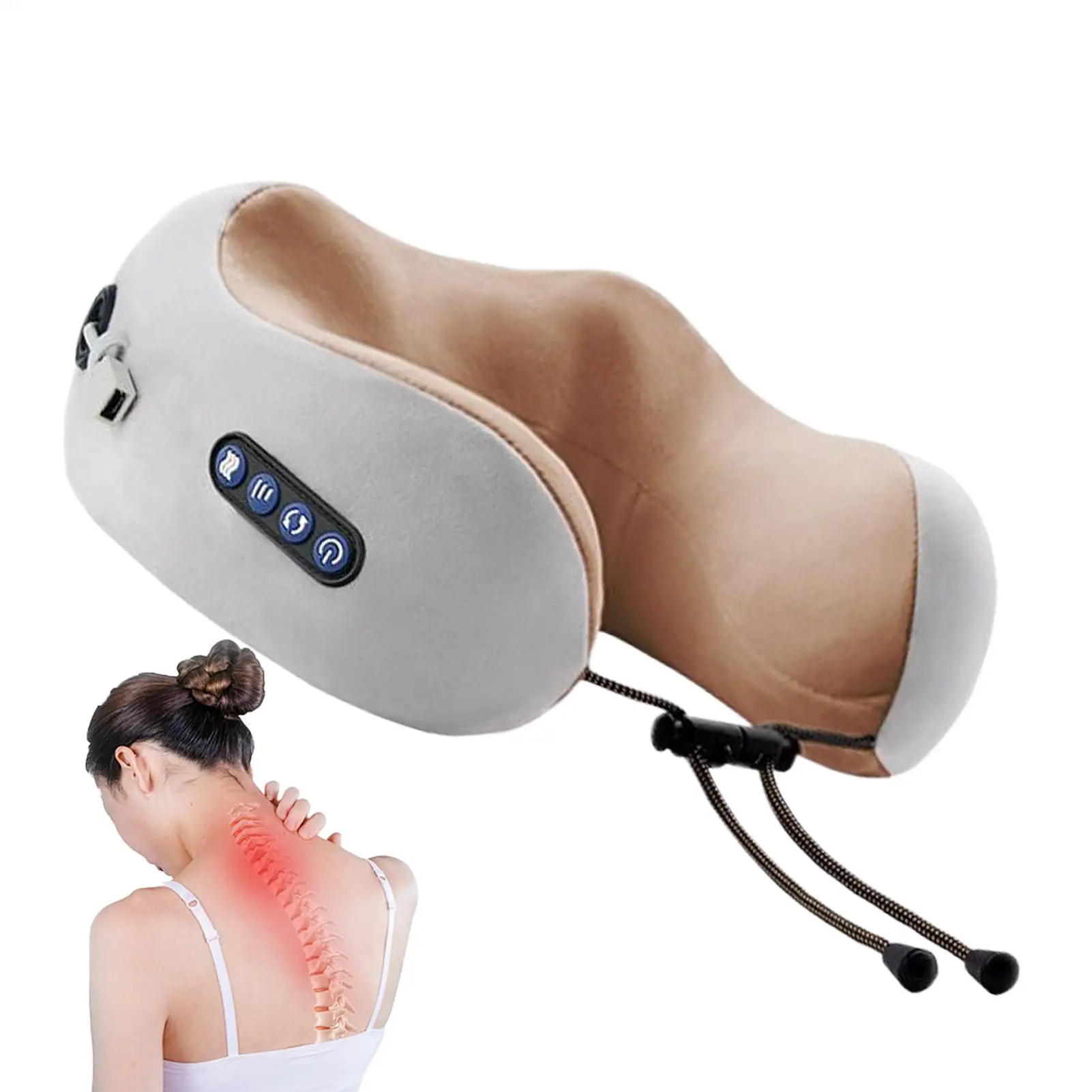 

Electric Neck Massager Cordless 3-Intensity Massage Tools Adjustable Cervical Neck Massager For Men Women Mother Travel Home