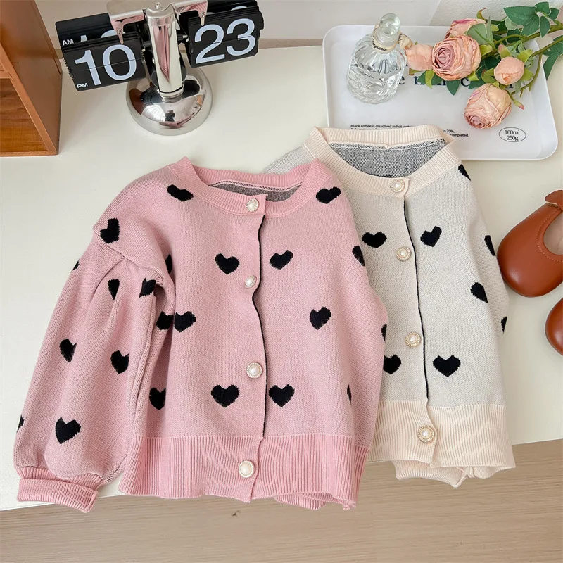 

Laura Kors Arrivals Spring Children Long Sleeve O Neck Print Heart Pink Cute Girls Children T-shirt Child Tops Clothes 18M-7T