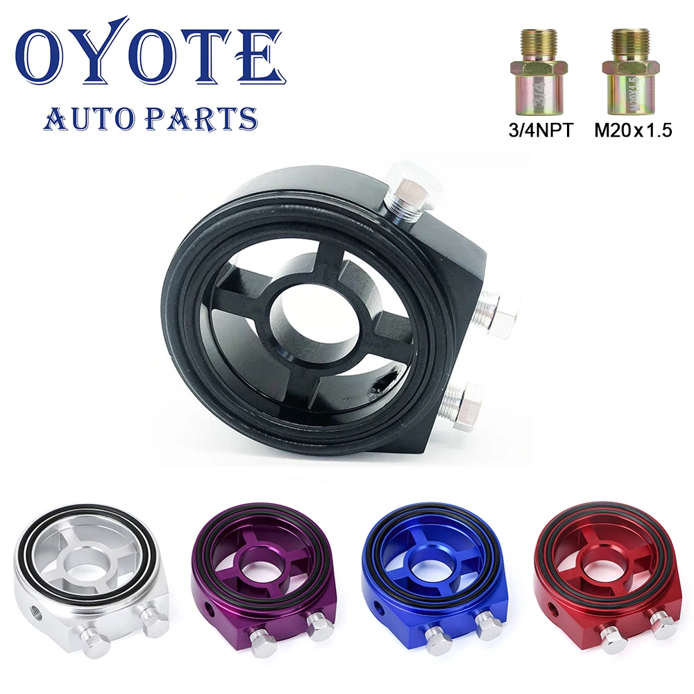 OYOTE Aluminum Oil Cooler Filter Sandwich Plate Adapter Sensor Kits M20X1.5 3/4-16 1/8 NPT