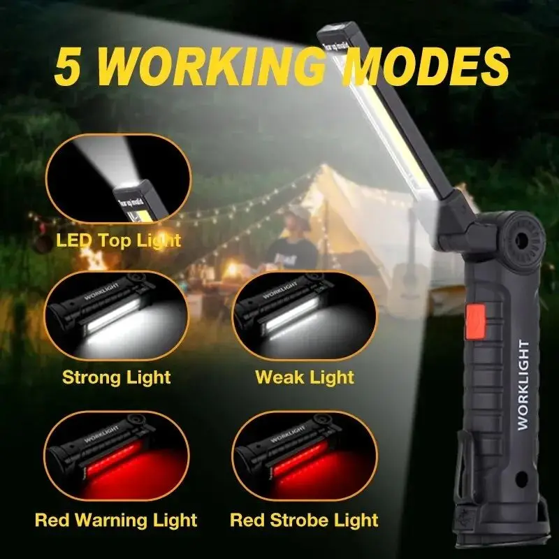 Big/Small 5 Modes Rechargeable LED Work Lights with Magnetic Base, 360°Rotation,Versatile Lighting for Repairs, Outdoors for Men