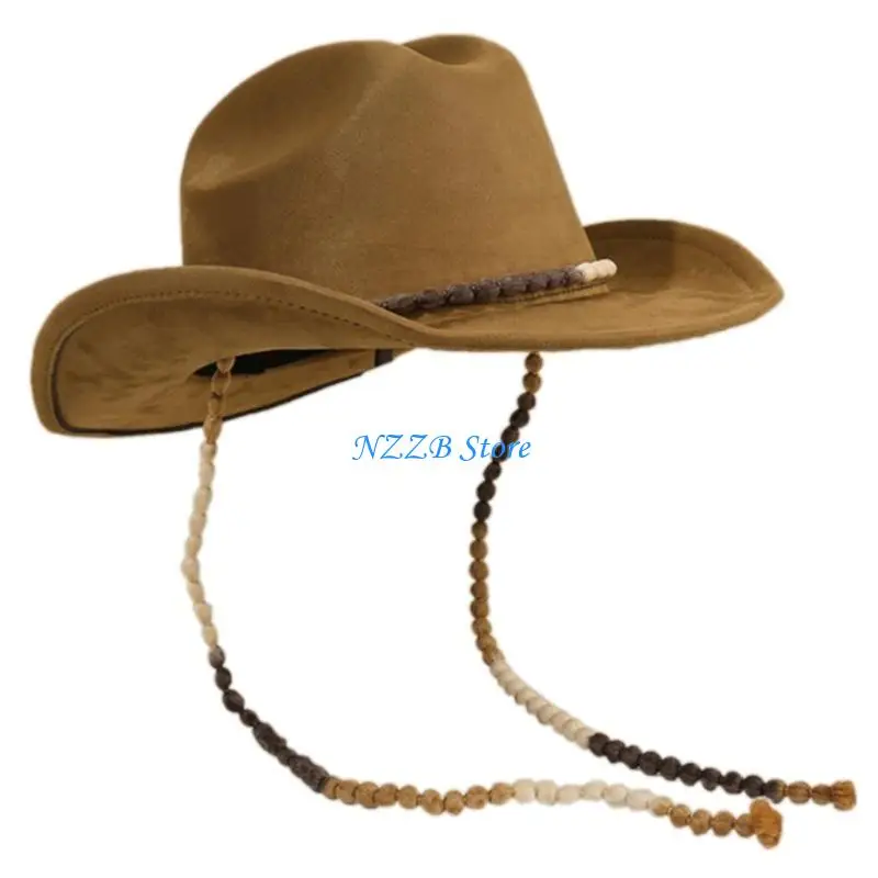 

T21F Vintage Homburg Cowboy Hats Victorian Age Western Porkpie Hat Top Hat for Dinner Outdoor Casual Wear