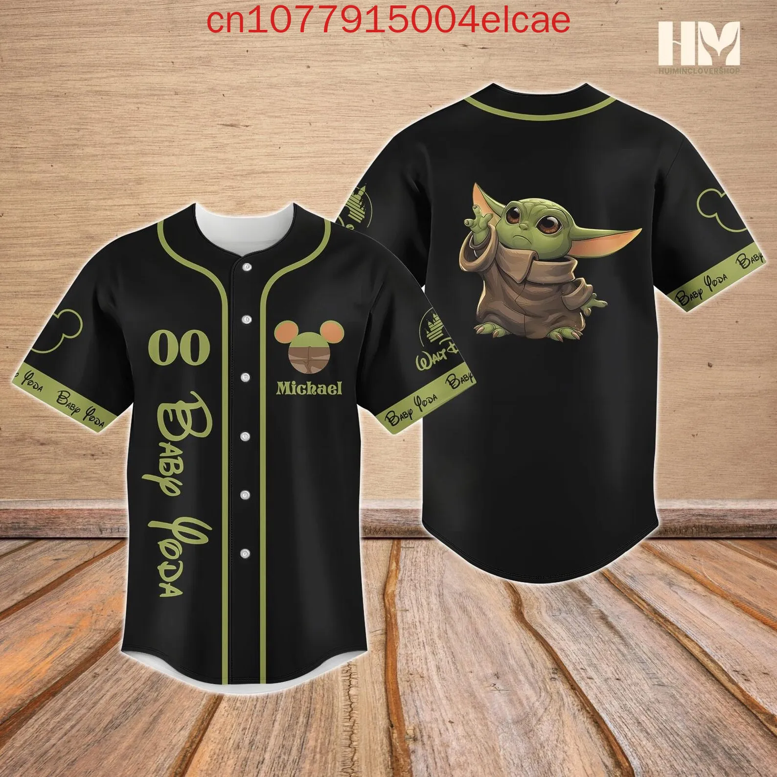 Nombre personalizado gratis Disney Baby Yoda Jersey de béisbol estampado 3D Disney Hip Hop ropa deportiva camiseta de béisbol hombres/mujeres/niños