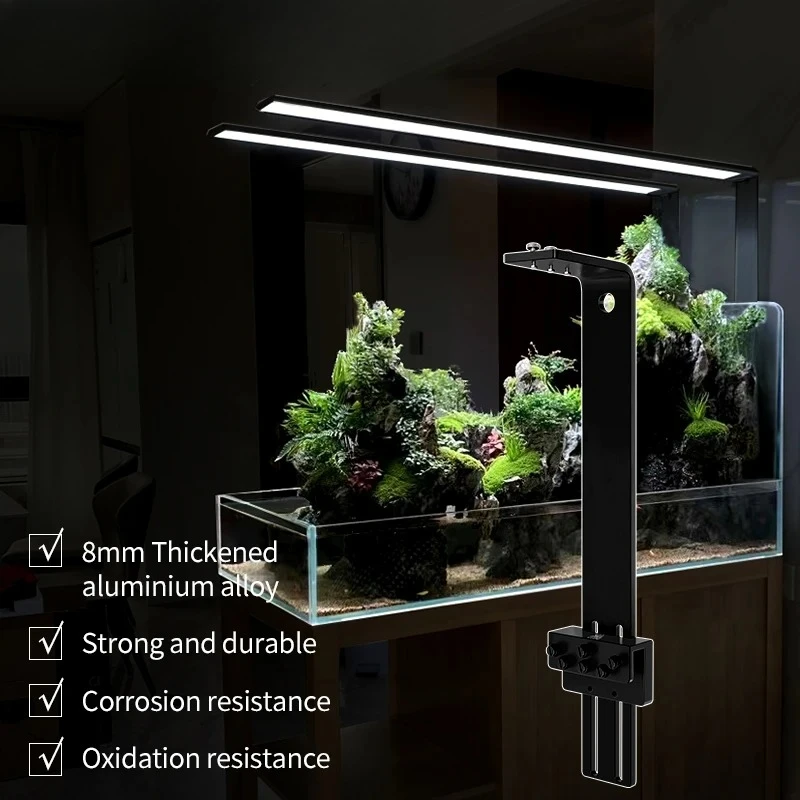 Aluminum Alloy Aquarium Light Stand, Amphibious Style Lamp Bracket for LED Lights, Adjustable Aquarium Lighting Accessories