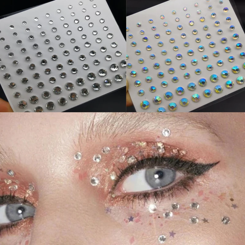 Mixed Size Eyeshadow Face Diamonds Festival Body Decoration Jewels Stickers Self Adhesive Fake Tattoos Makeup Nail Rhinestones