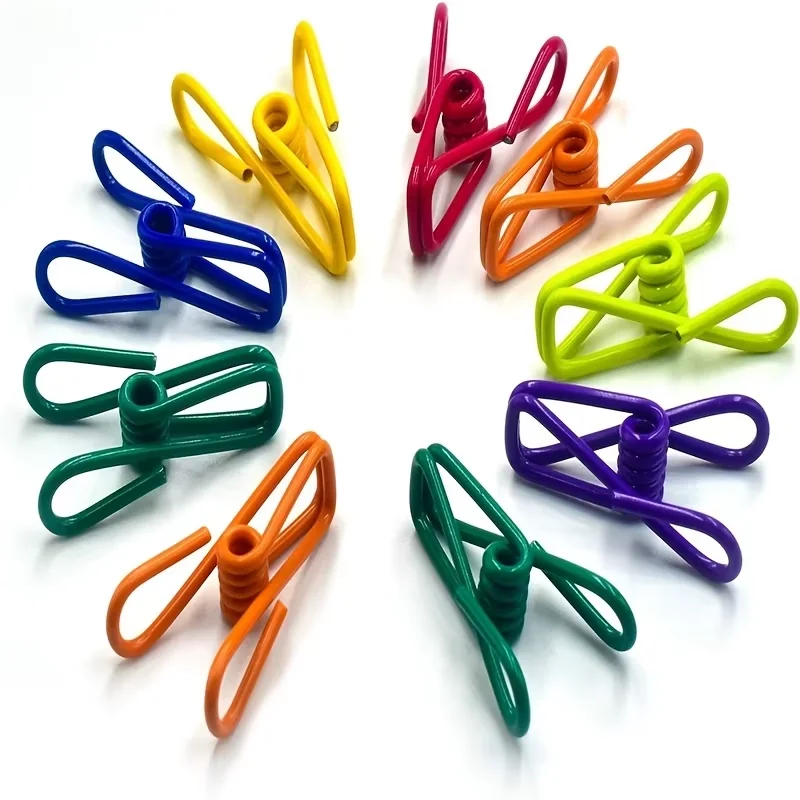 10pcs Durable Multi-Purpose Chip Clips - Strong PVC-Coated Steel for Sealing Snacks, Food Bags & Organizing Home - Assorted Colo