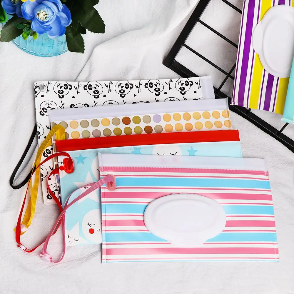 1pc carino prodotto per bambini all'aperto coperchio ribaltabile custodia da trasporto portatile scatola di fazzoletti salviette umidificate borsa accessori per passeggino custodia cosmetica