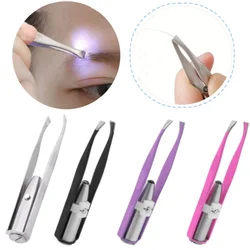 Eyebrow Tweezer with LED Light Smart Design Precision Eyelash Hair Remove Clip Stainless Steel Tweezers Portable Makeup Tools