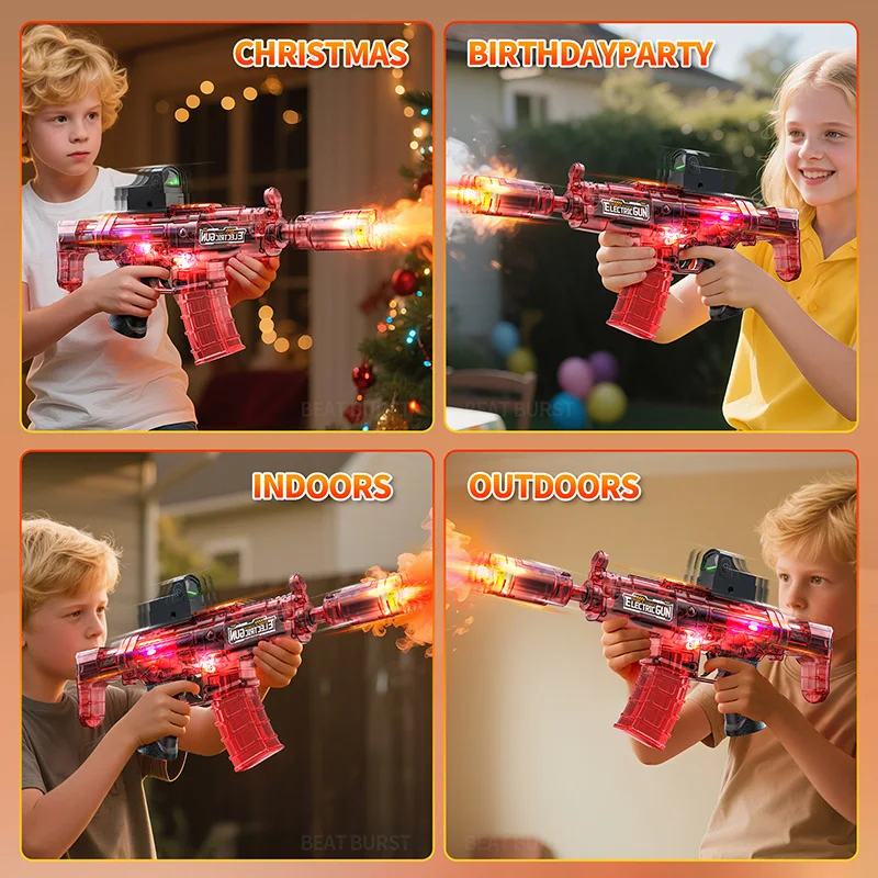 Juegos de disparos para niños, efecto de sonido simulado para fumar y luces Led, pistola eléctrica MP5, juguetes para niños, pistola con Sensor automático