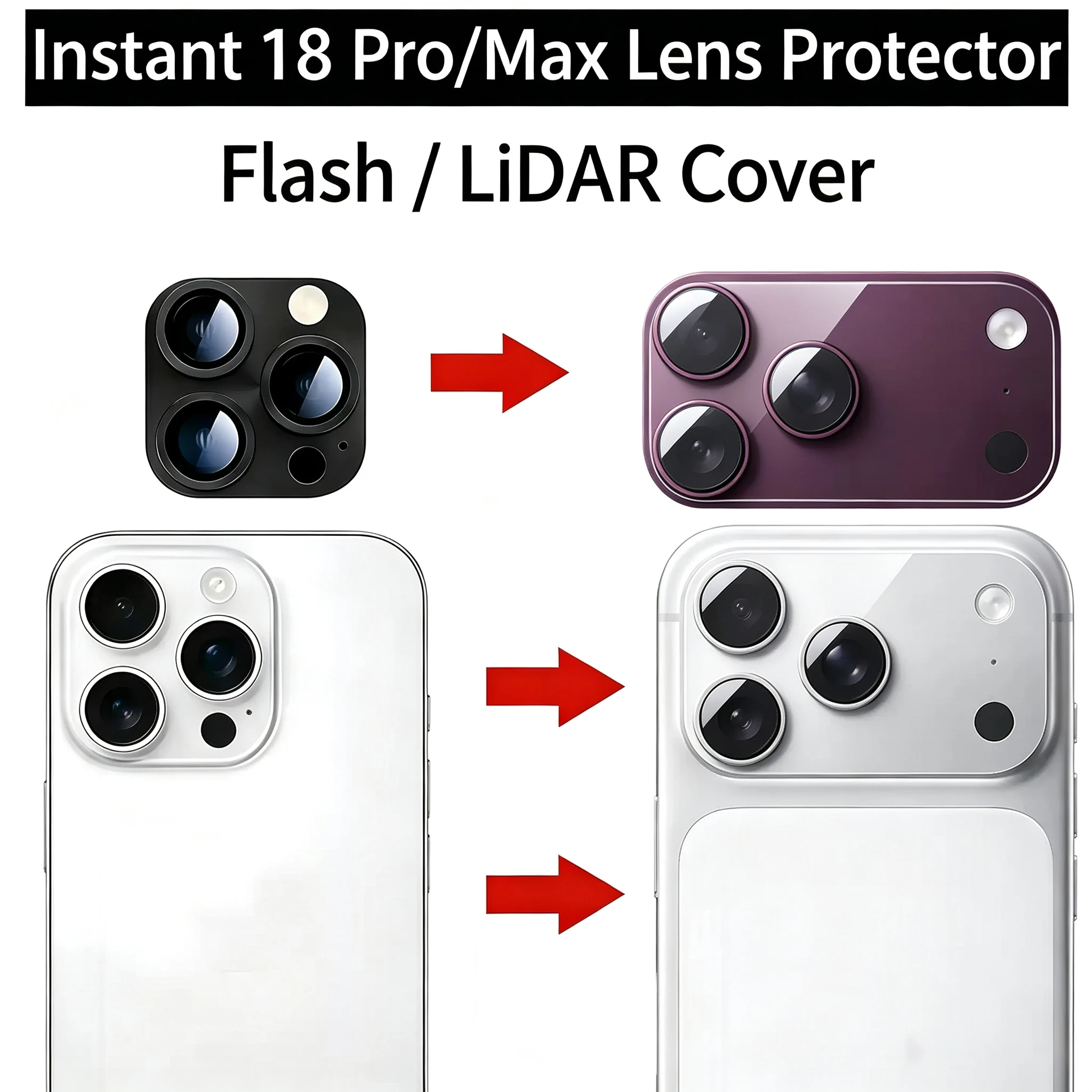 Für iPhone 14 15 16 Pro Max Sofortige Umwandlung in iPhone 18 Pro Max 18 Pro Luxuriöser Kratzfester Objektivschutz aus Gehärtetem Glas – Detail 5