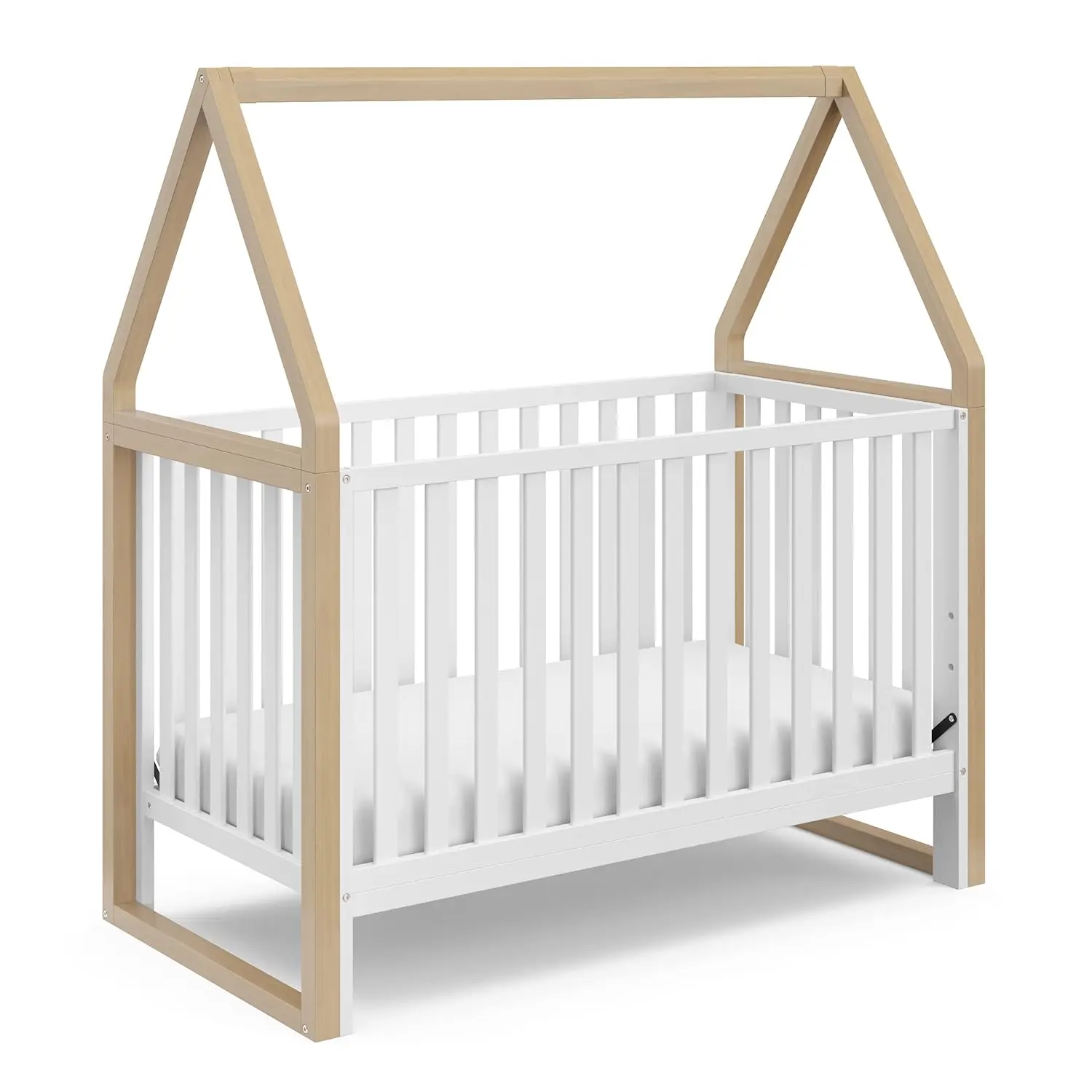 

Storkcraft Orchard 5-in-1 Convertible Crib (White with Driftwood) – GREENGUARD Gold Certified, Canopy Style Baby Crib