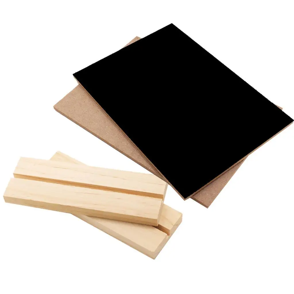 2X Removable Mini Wooden Single Sided Blackboard Chalkboard Rectangle+Pine Base