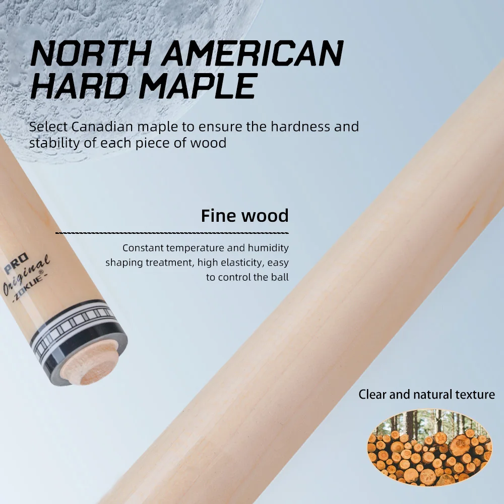 ZOKUE Carom Stick wooden single shaft with 12mm tip 71cm lengh North American Hard Maple for 3 Cushion Professional Carom cue - Image 6