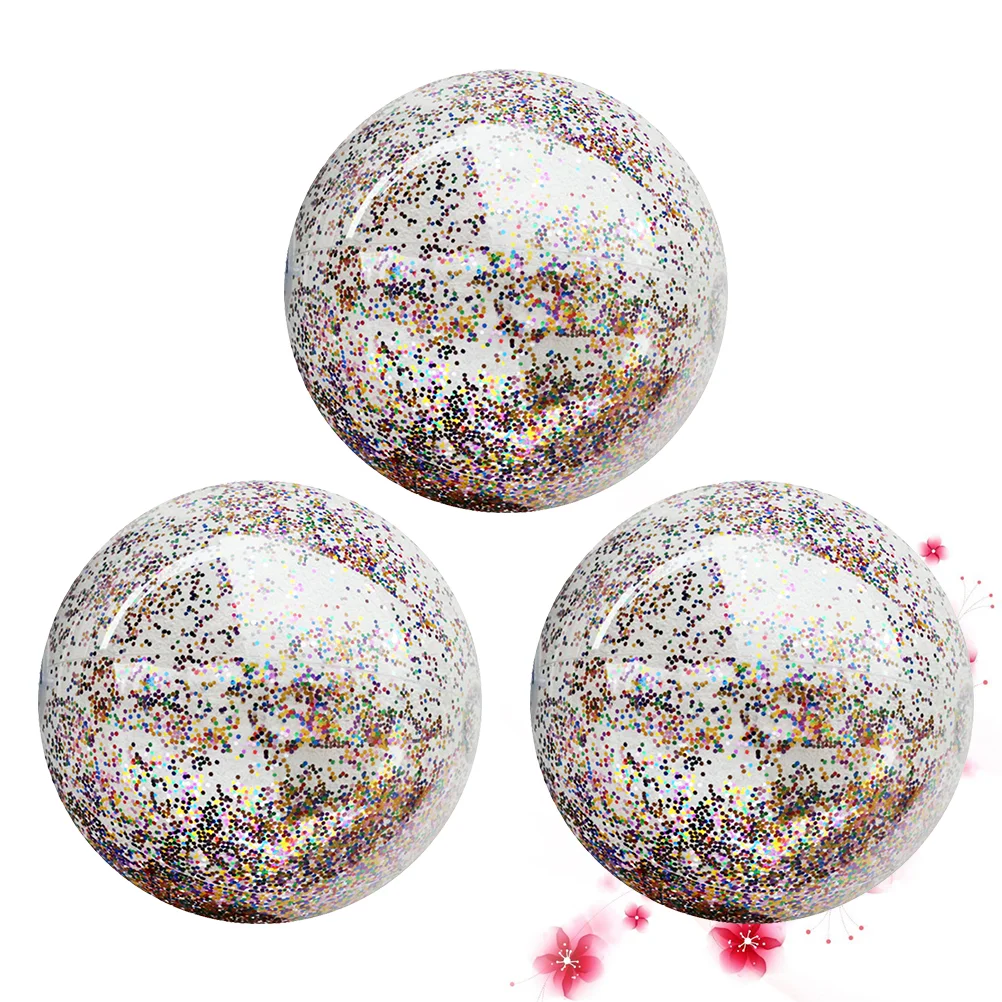 3pcs Transparent Sequin Inflatable Ball Summer Funny Water Fun Play Beach Ball Pool Ball Party Favor Glitter Photo Props For Kid