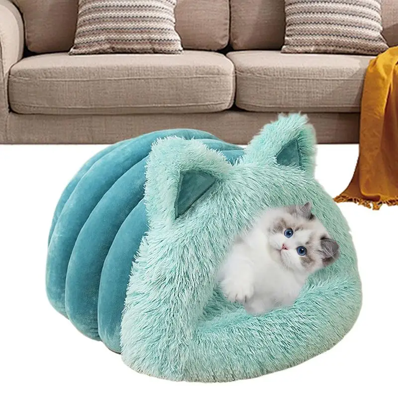 

Cat Bed Cave Plush Hooded Cat Bed Cute Cat Bed House With Cat Ears Soft Indoor Cat House Kitten Bed Cat Hideaway For Cat Small