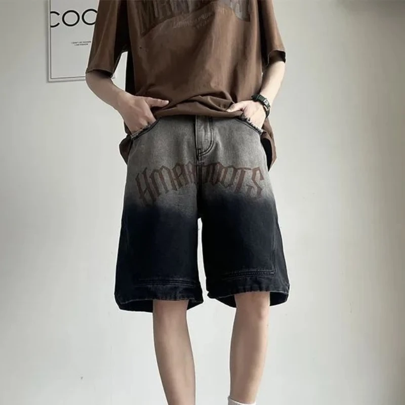 

Baggy Half Short Jeans Pants for Men Summer Rude Retro Luxury Man Denim Shorts Trend 2025 Emo Streetwear Buttons Harajuku Jorts
