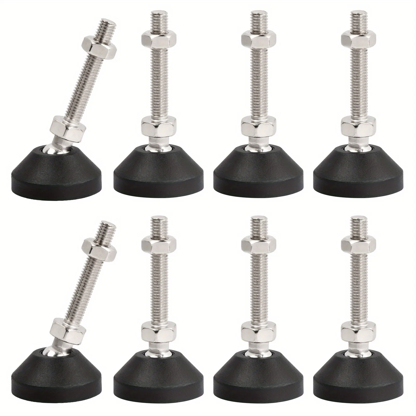 8 Stück M8 x 50 mm verstellbare Nivellierfüße mit verstärkter Nylonunterseite, drehbaren Rollen, rutschfester Matte, Möbelbein-Nivellierer