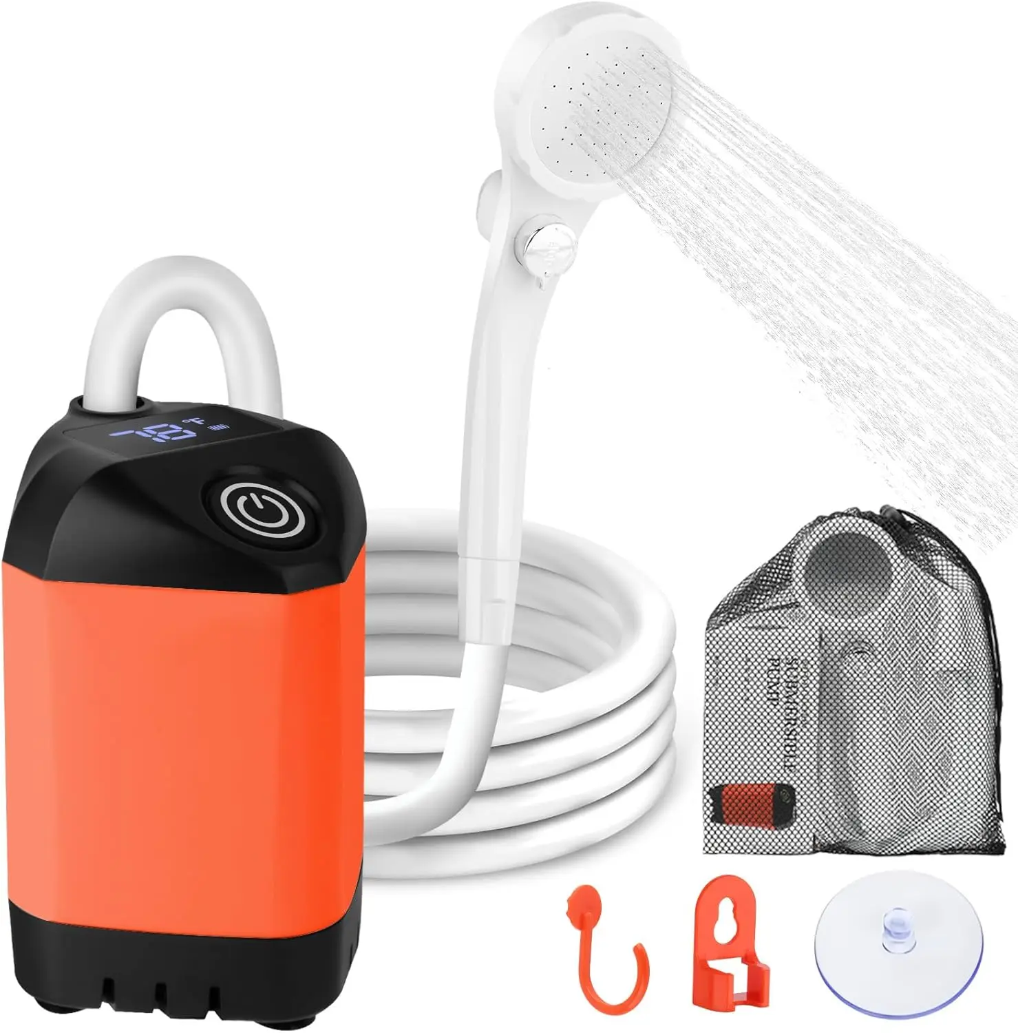 Portable Camping Shower, 7800mAh Rechargeable with 3 Spray Modes, IPX7 Waterproof, Long-Lasting Battery