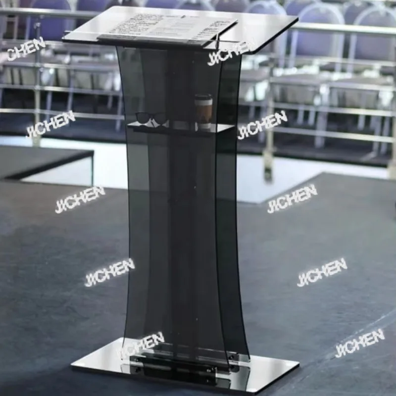 

ZQ Transparent Acrylic Podium Black Luxury Creative Modern Portable Waterproof Professional Podium Church Auditorium Furniture