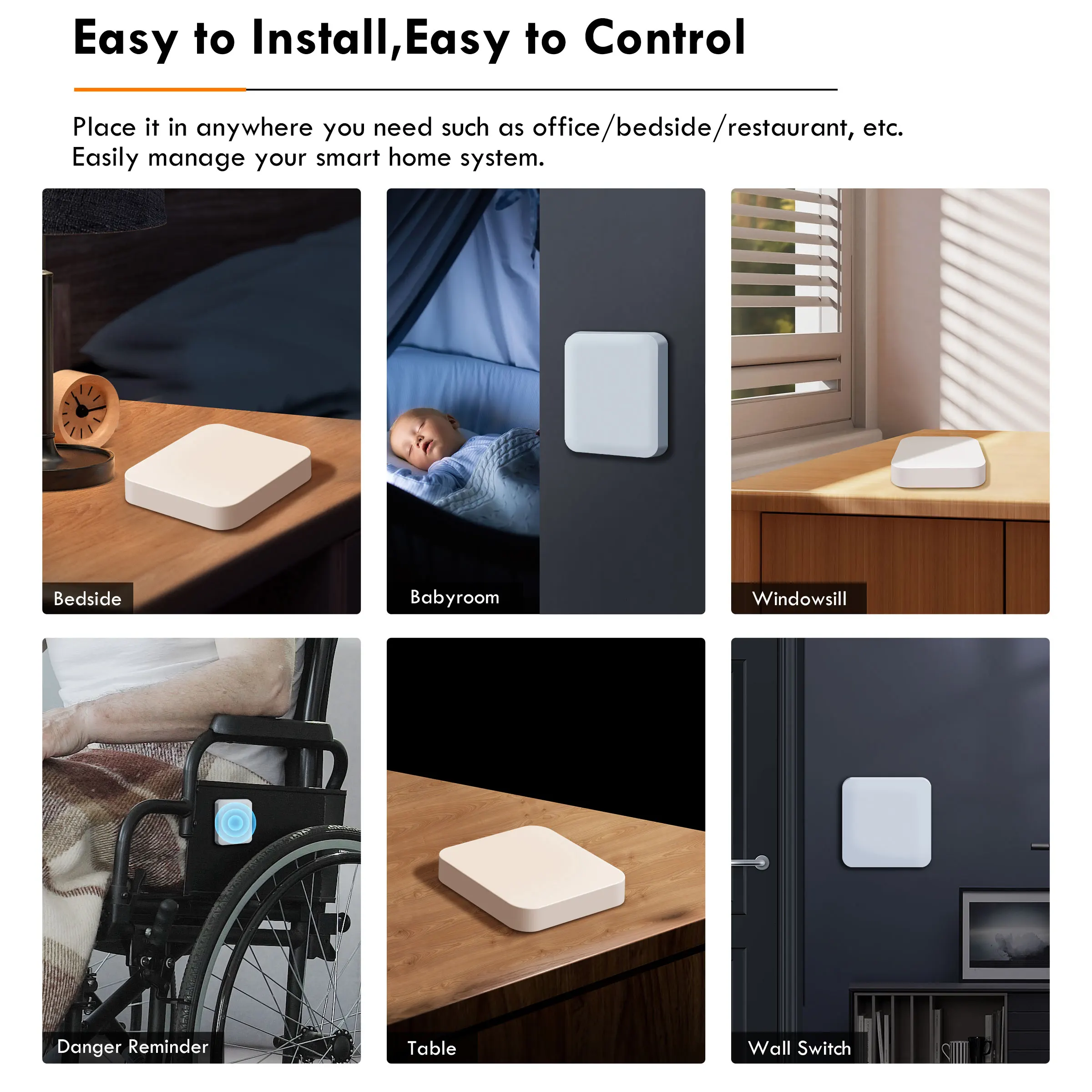 GIRIER ZigBee Scene Button Switch Smart Scene Controller for Home Automation Multi-Scenario Linkage Switch Works Home Assistant