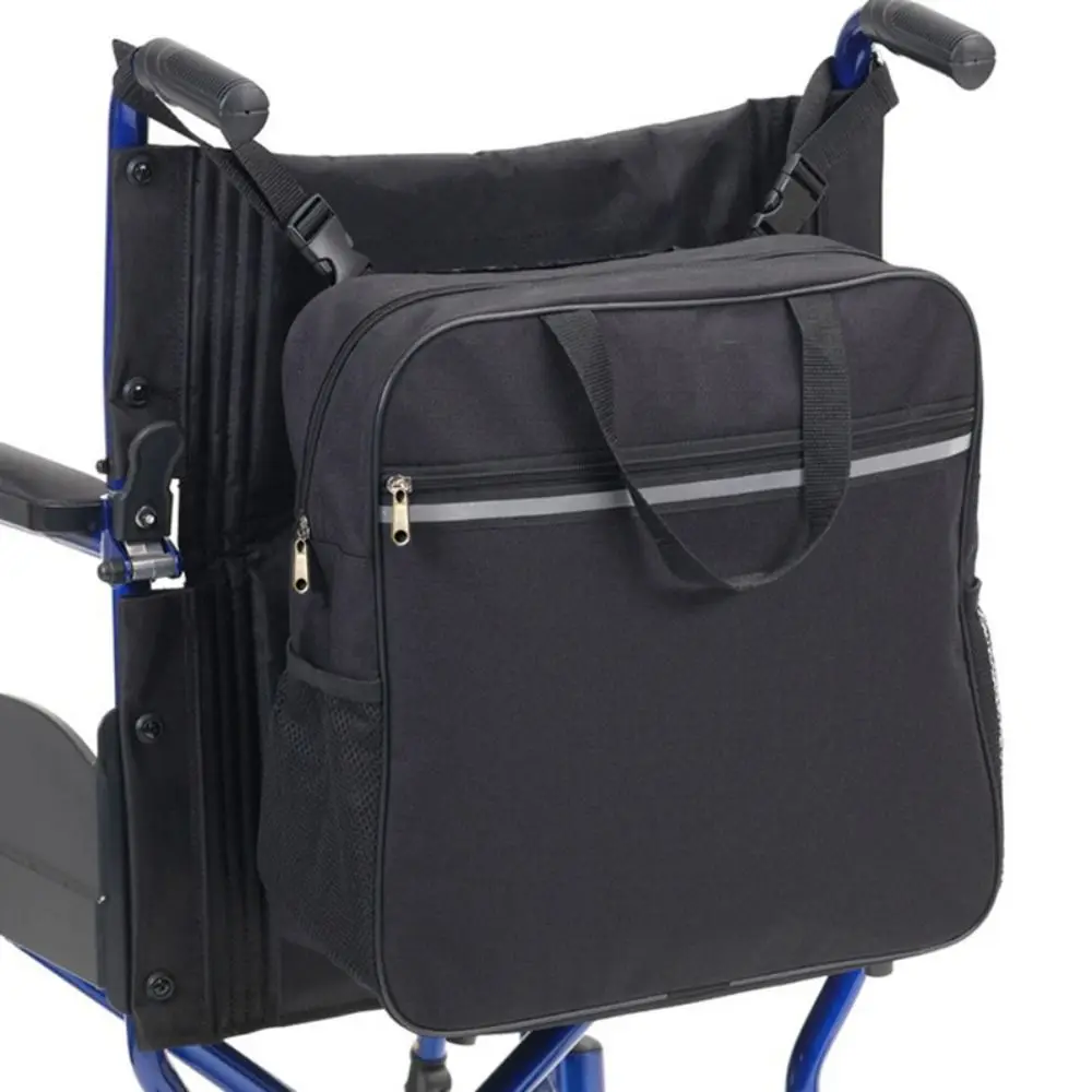 Large Capacity Mobility Wheelchair Bag Waterproof Adjustable Shopping Storage Holdall Reflective Strip Easy Installation