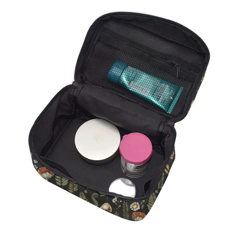 Dark Forest Cottagecore Mushroom Makeup Organizer Bags Toiletry Bag Box Travel Cosmetic Bag Make Up Train Case for Women Ladies view 4