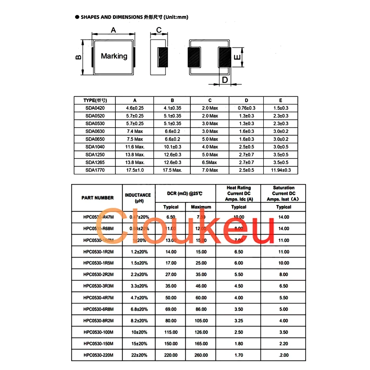 0530 Chip power inductor 0.1uH 0.22uH 0.33uH 0.47uH 0.56uH 0.68uH 0.82uH 1uH 1.5uH 2.2uH 3.3uH 4.7uH 5.6uH 6.8uH 8.2uH 10uH