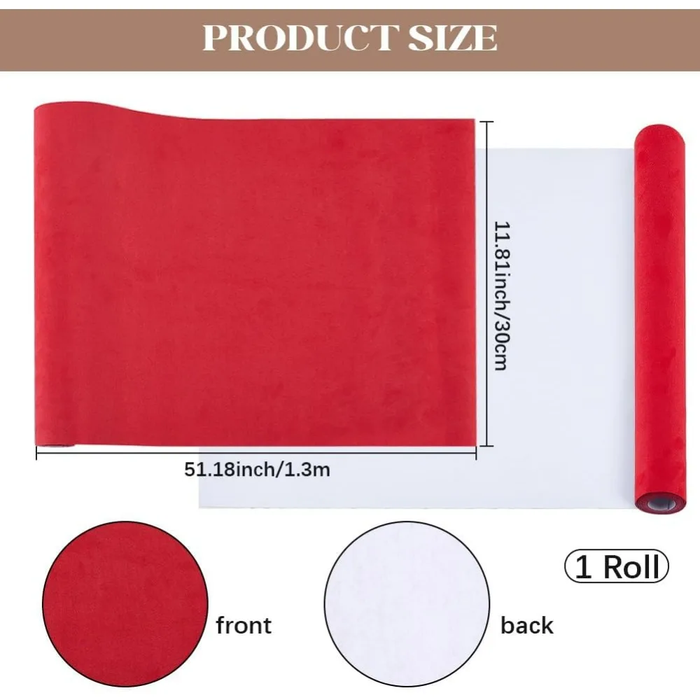 Book Cloth 51 x 11.8in Novel Binding Faux Suede Surface Paper Back Red Bookcover Wrapping for Notebook Album Scrapbooking