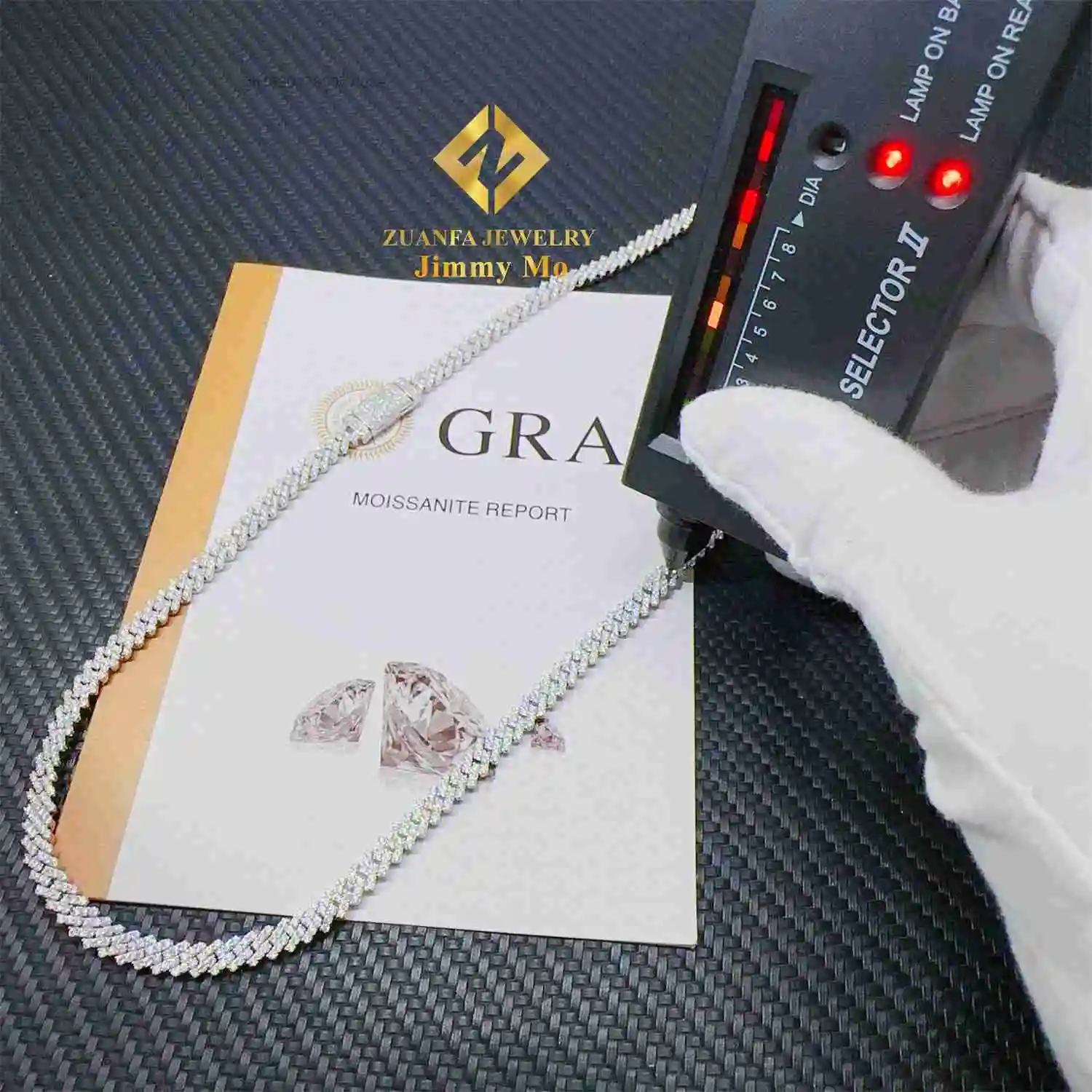 Diamond Pass Tester Hip Hop Iced Out 5mm Width One Row 925 Sterling Silver D VVS Moissanite Diamond Cuban Link Chain Necklace.