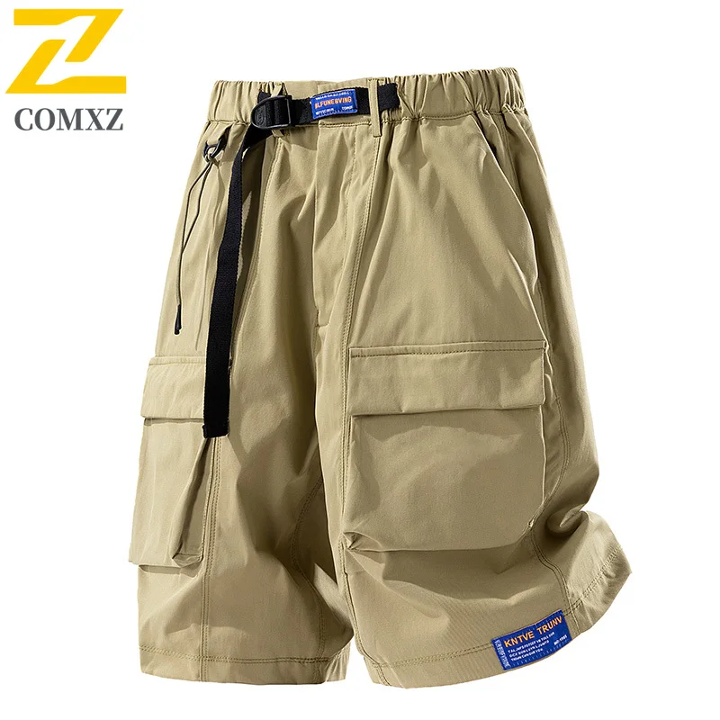 

Повседневные мужские брюки из ледяного шелка, ультра легкие летние новые трендовые универсальные шорты для спецодежды с эластичной резинкой на талии, мужские брюки для кемпинга и пешего туризма