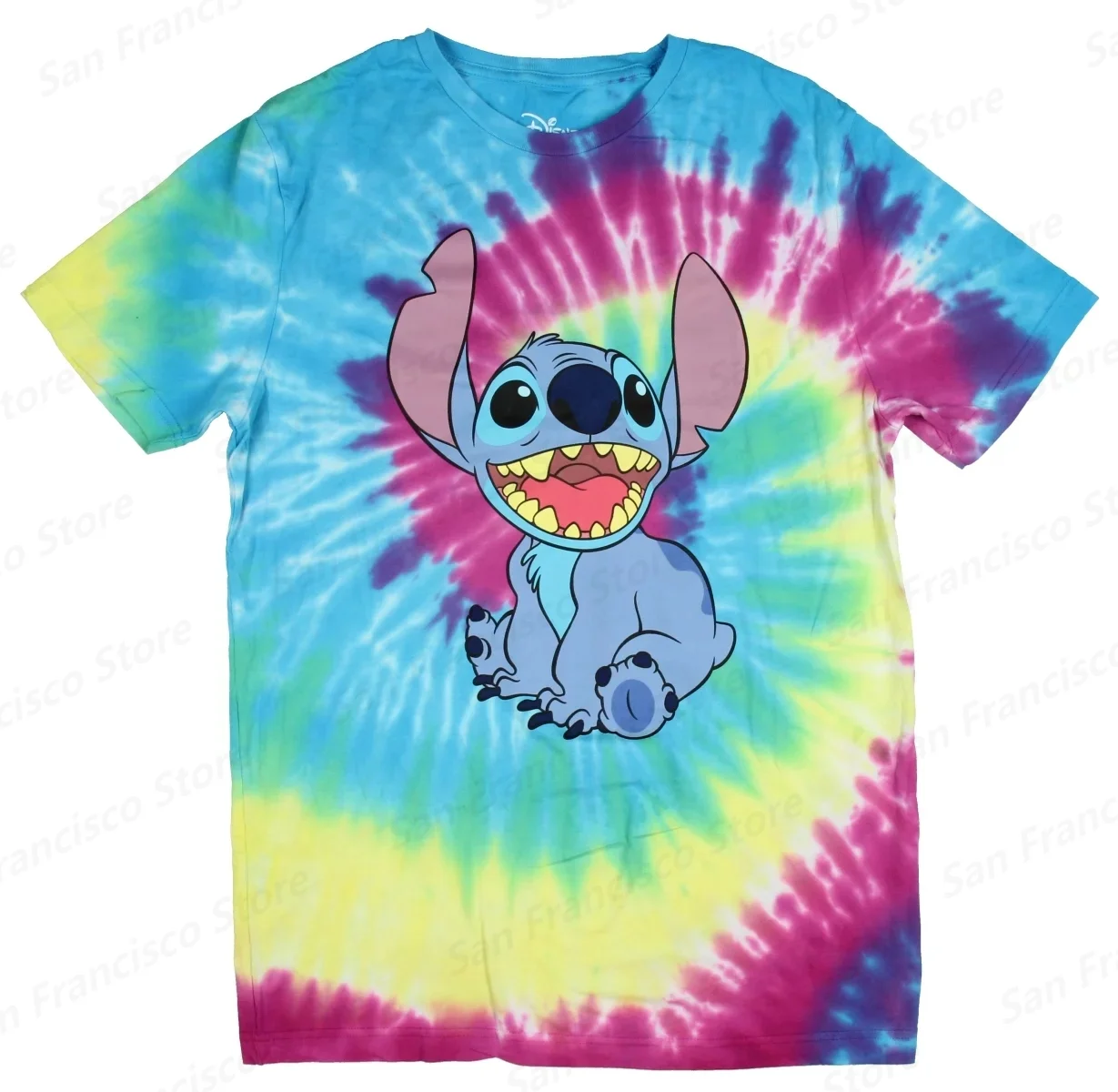 Summer Disney Stitch Hot Sale Tie-Dye Pattern Boy&Girl T-Shirts KID/Adult O-Neck Short Sleeve 3D Printed Casual Top Pullover