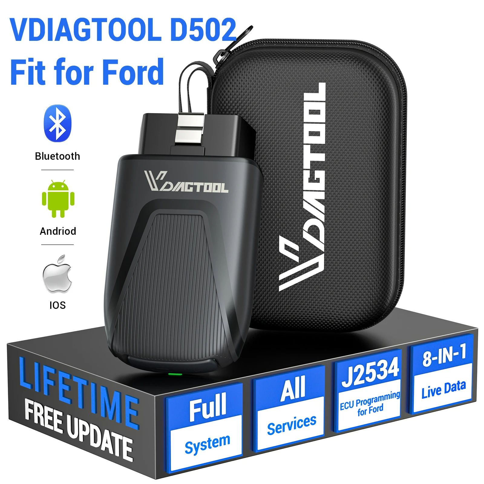 

Диагностический сканер VDIAGTOOL D502 для автомобилей FORD с Bluetooth, инструмент для программирования ECU J2534, двунаправленный сканер для полной диагностики системы.