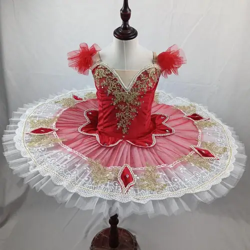 Imagen 2 del producto Tutús de Ballet profesionales clásicos para mujeres adultas, tutú de lago de los cisnes rojo y blanco, trajes de baile modernos para fiesta de bailarina, vestido de Ballet para niñas