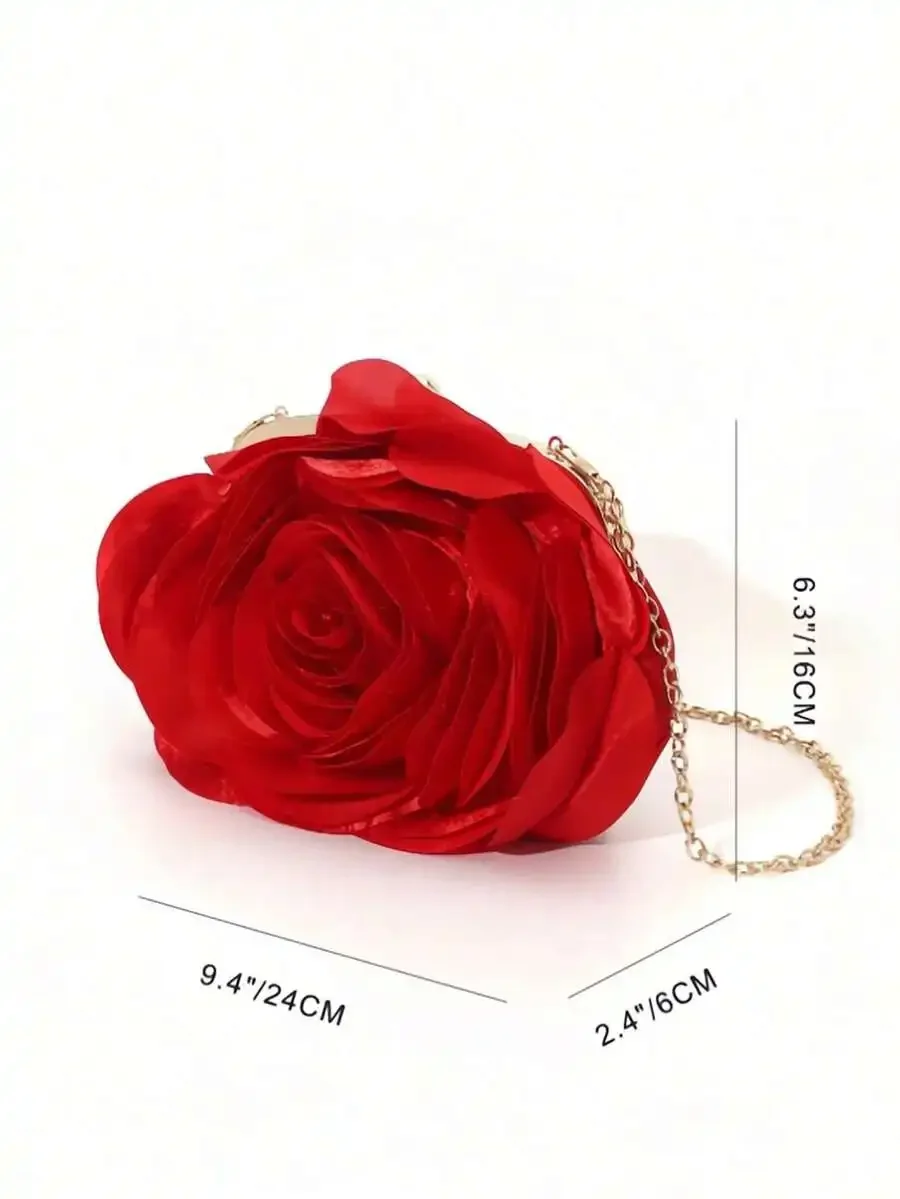 

Red Floral Silk Clutch Bag For Women Evening Party Wedding Prom