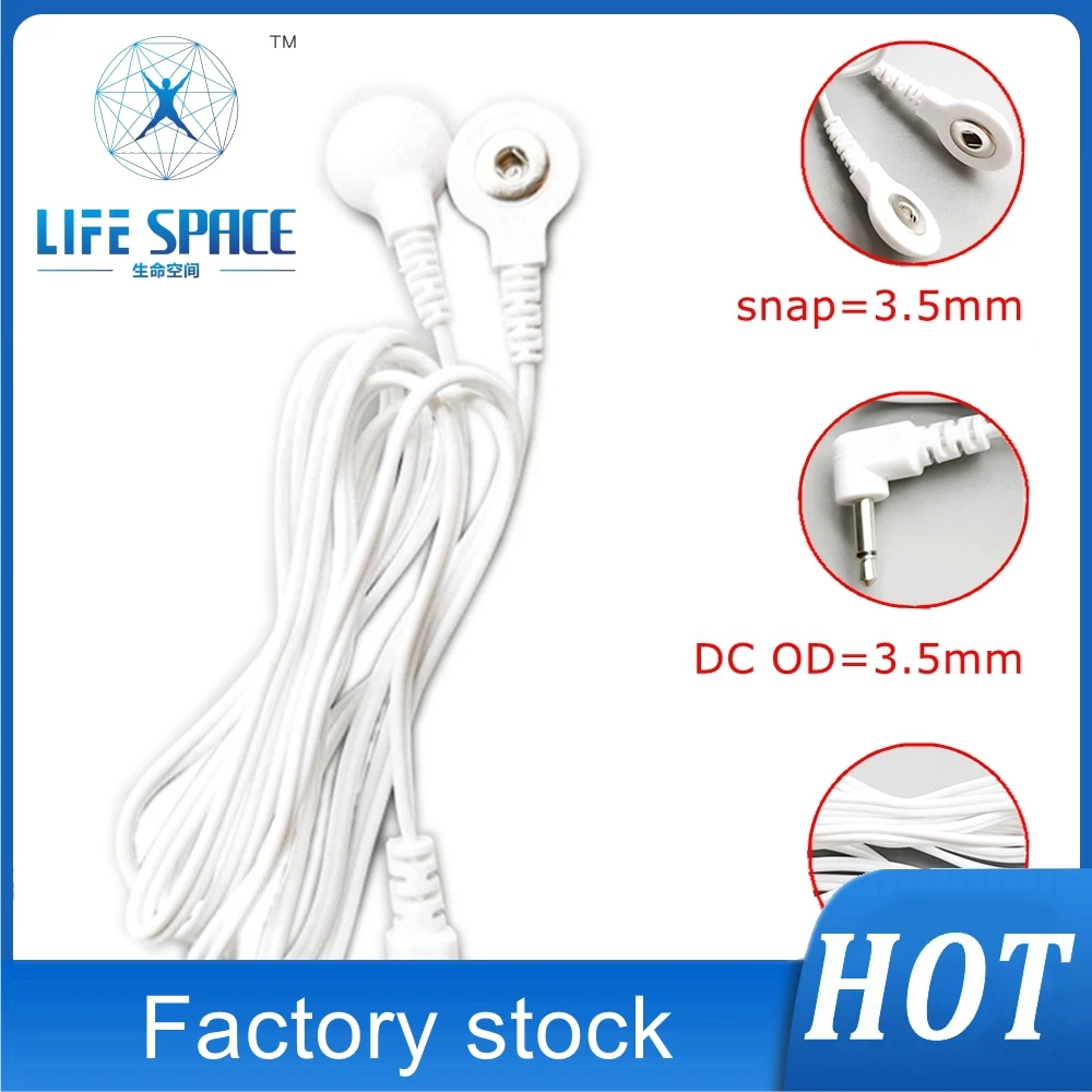 Electrode pad leadwires cable for body therapeutic apparatus low medium frequency electrotherapy,L=1.2M snap=3.5mm DC OD=3.5mm