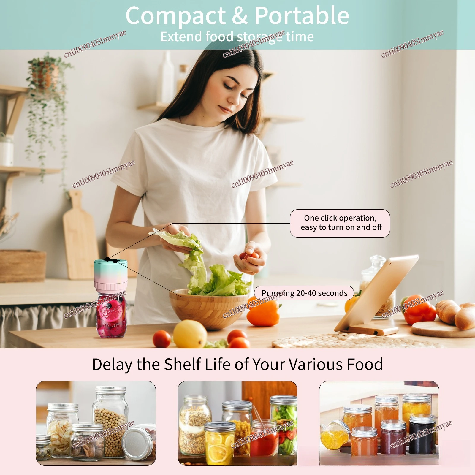 Electric Mason Can Vacuum Machine Automatic Vacuum Sealing Machine Macaron Color Mason Can Sealing Machine