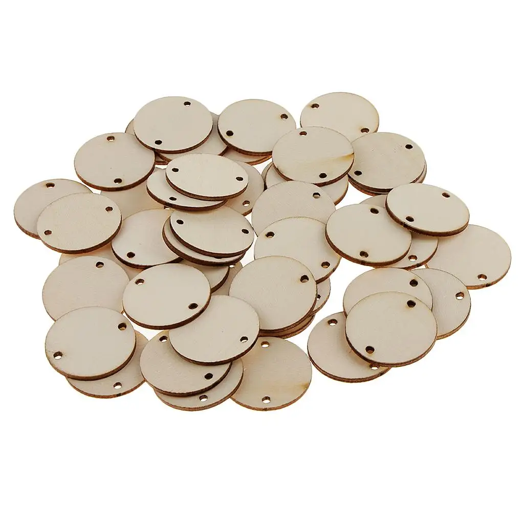 2-6pack 100 Pieces Round Unfinished Wooden Slices Discs DIY Art Crafts 35 x 2 mm