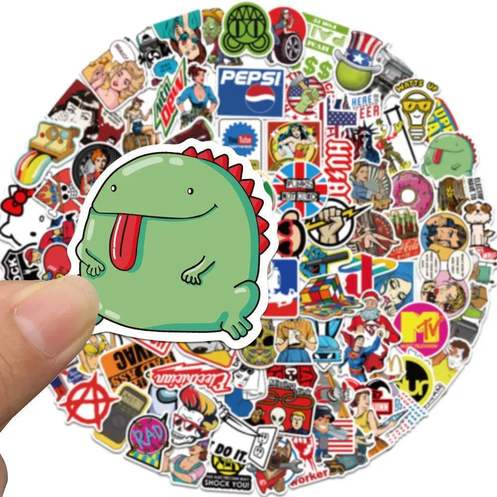 50/100Pcs Fashion Cool Brand Logo Stickers Aesthetic Phone Car Laptop Motorcycle Helmet Skateboard Decal Classic Sticker Toys