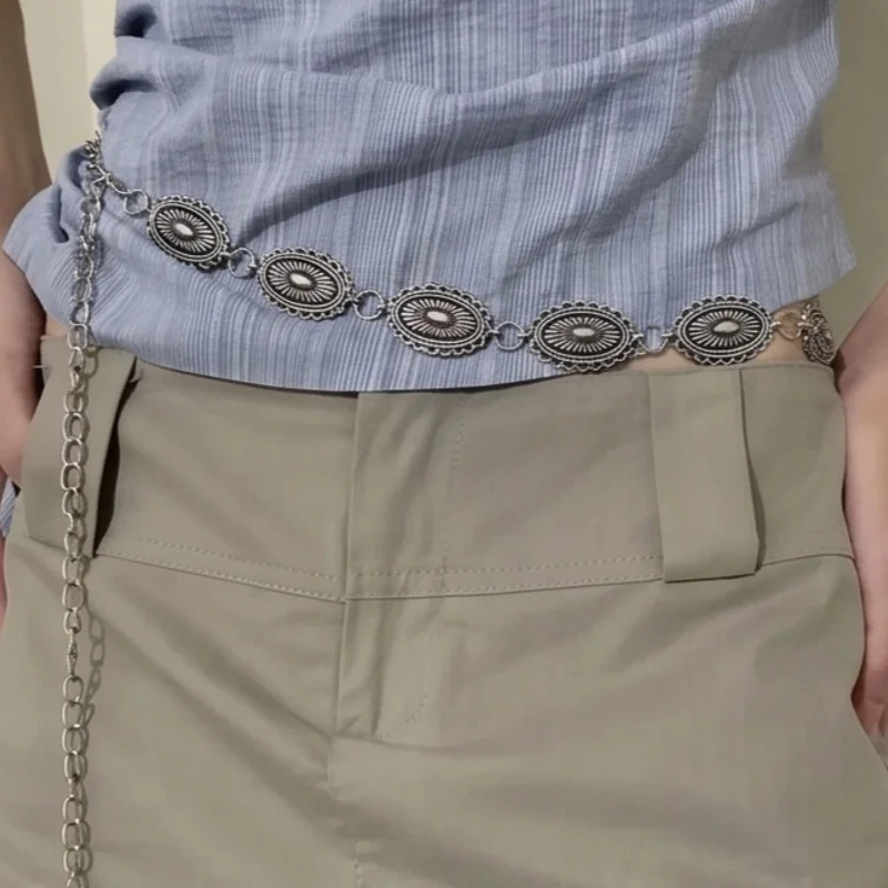 Vintage Versatile Ethnic Style Metal Boho Waist Chain Belt Women Fashion Sweater Waist Seal Body Jewelry Decor