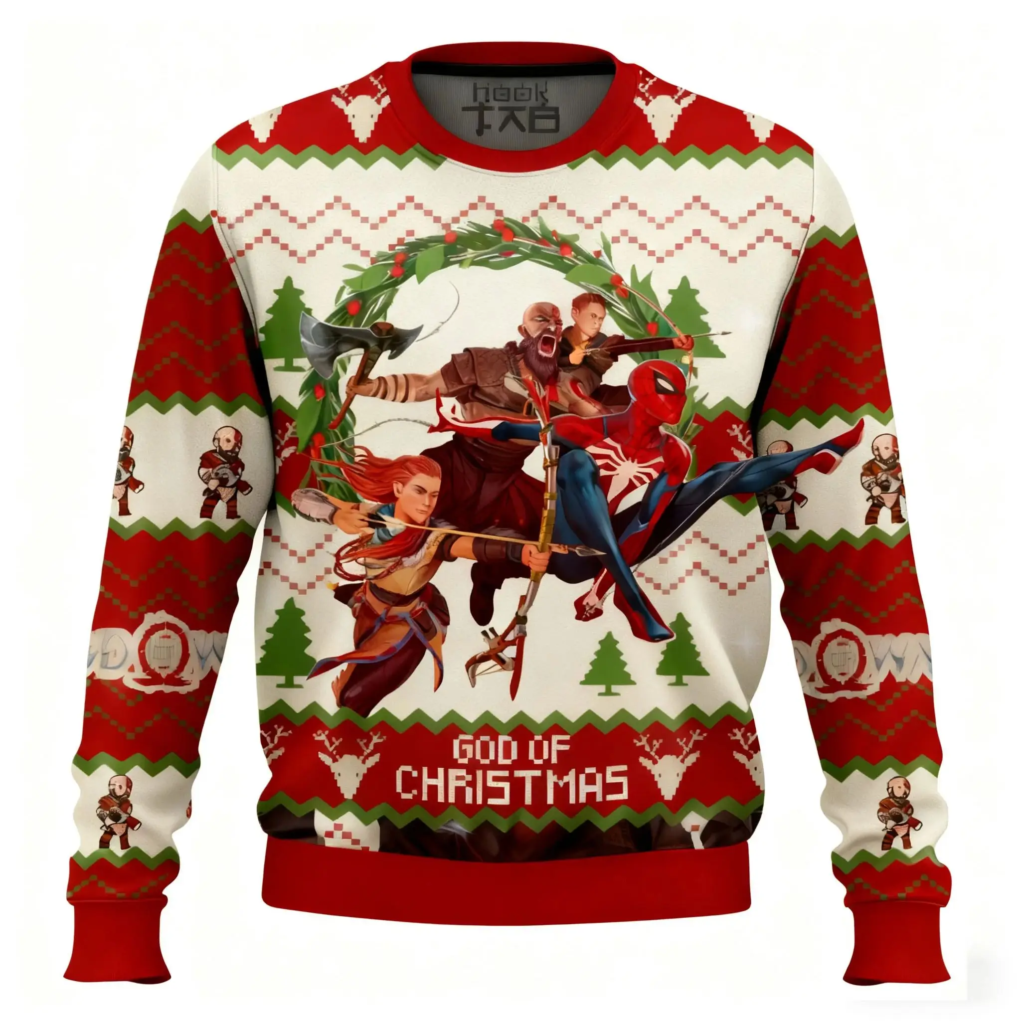 

Spider Man Marvel Superheroes Avengers Christmas Ugly Sweater Extreme Racing Horizon God Of War Men Autumn Winter Christmas Gift