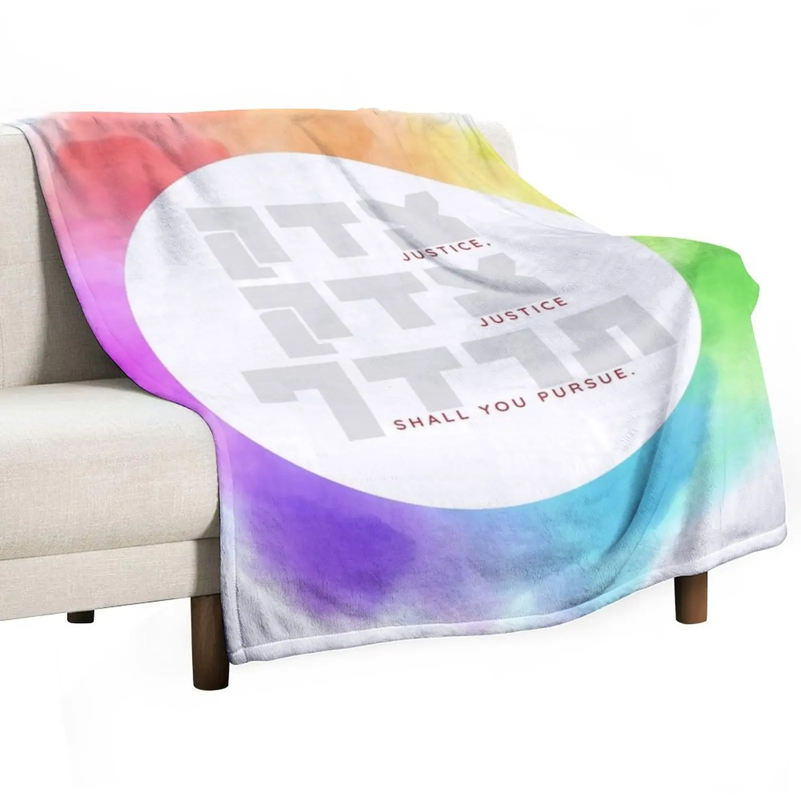 Justice Shall You Pursue - Hebrew Bible Quote Throw Blanket for sofa wednesday cosplay anime Flannel Blankets