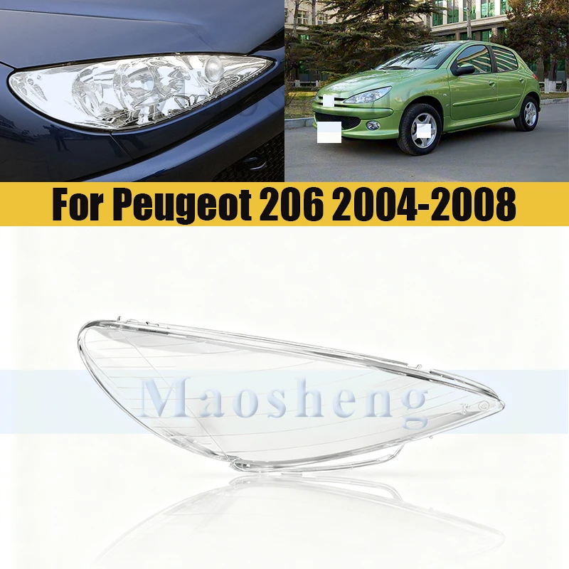 

Front Bumper Headlamp Lens Cover For Peugeot 206 2004-2008 Headlight Glass Shell Lamp Shade Transparent Lens Cover
