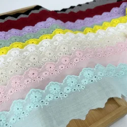 Pink/Blue/Beige 5.5cm Cloth Cotton Lace Fabric Floral Embroidered Lace Cloth Trimming Dress Costume Girl Bowknot Material SC109