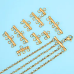 10pcs Stainless Steel Layer Clasps Pendant Bail Connector Cylinder Multi Strand Necklace Bracelet For Jewelry Making Supplies
