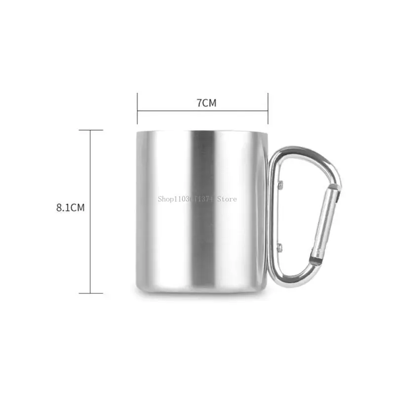 

Stainless Mug with D-Ring Carabiner Hook Handle Water Cup for Outdoor Camping