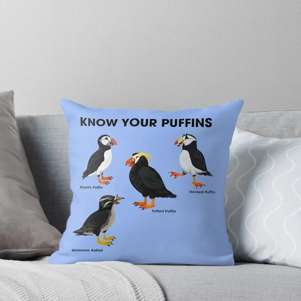 

Know Your Puffins Throw Pillow autumn pillowcase Christmas Pillow Couch Cushions pillow