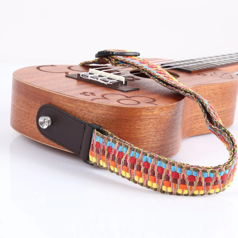 

Adjustable Colorful Ukulele Strap Soft Comfortable Cloth Shoulder Strap for Ukulele Kids Guitar Cross-