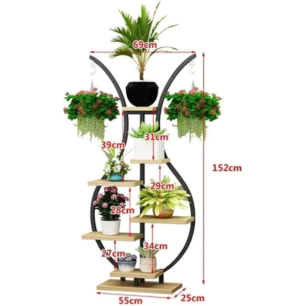 Creative Iron Plant Shelf Multi-Layer Plant Stand for Indoor Outdoor Courtyard Patio Balcony Plant Holder