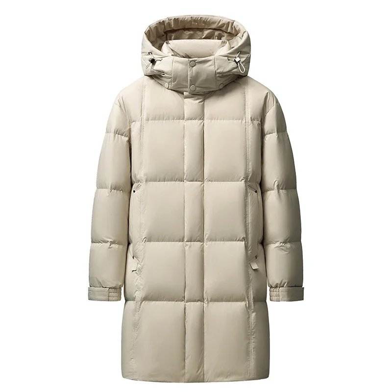 High Quality Winter Warm Men's Long-Length 90% Duck Down Jackets Outwear Casual Solid Color Windproof Thick Puffer Coat Clothing