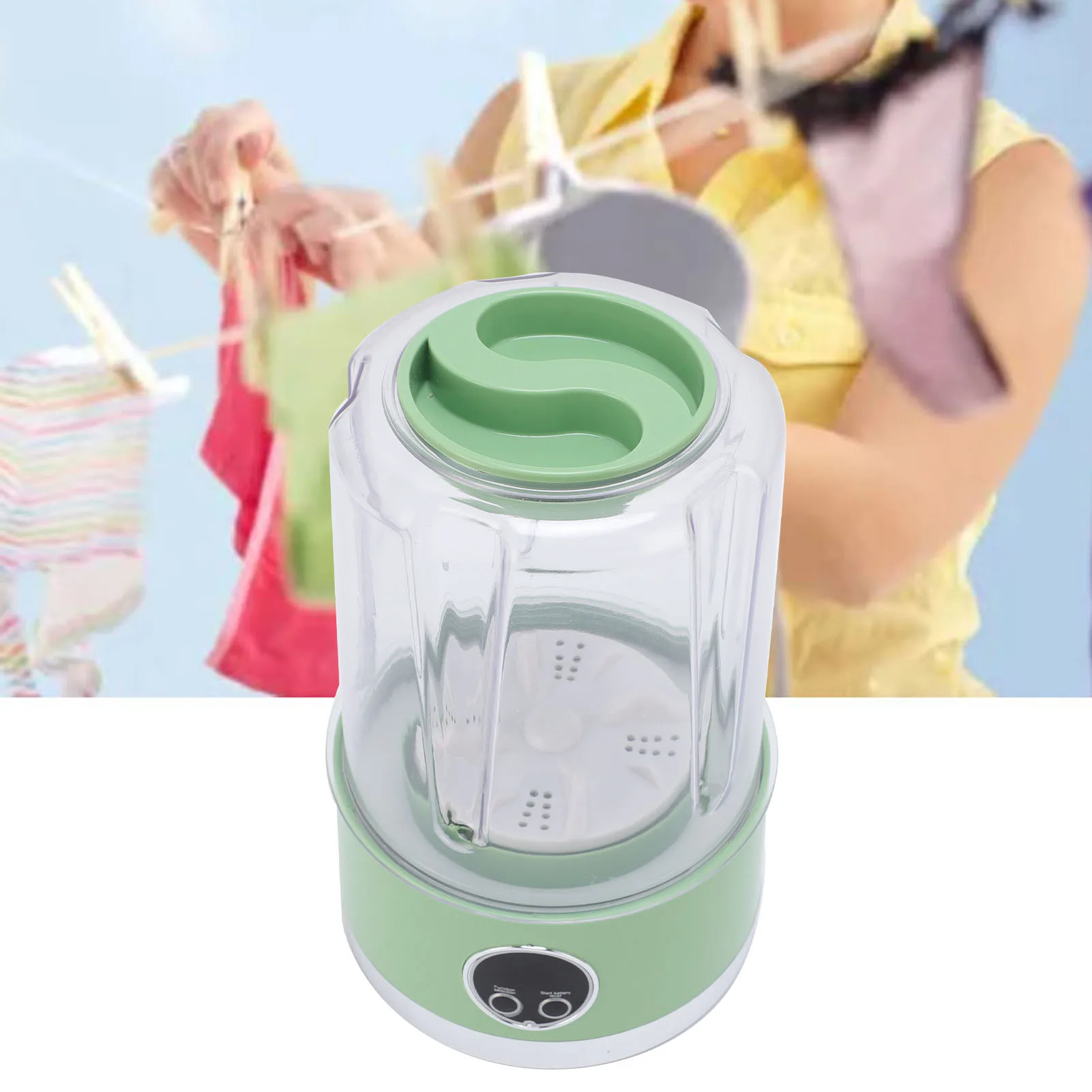 속옷 세탁기 무선 충전식 휴대용 속옷 세탁기 (수건, 양말용) 그린/화이트