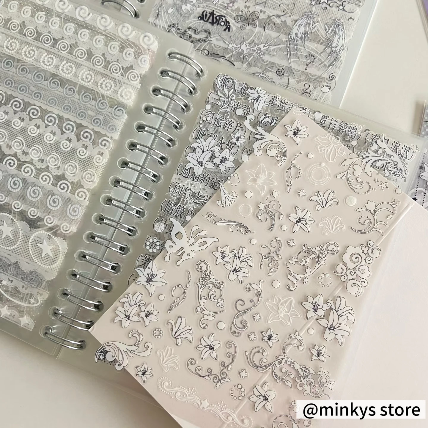 

MINKYS Kawaii 32 Sheets PET Transparent Sticker Book Set DIY Scrapbooking Stickers Journal Decorative Sticker Set